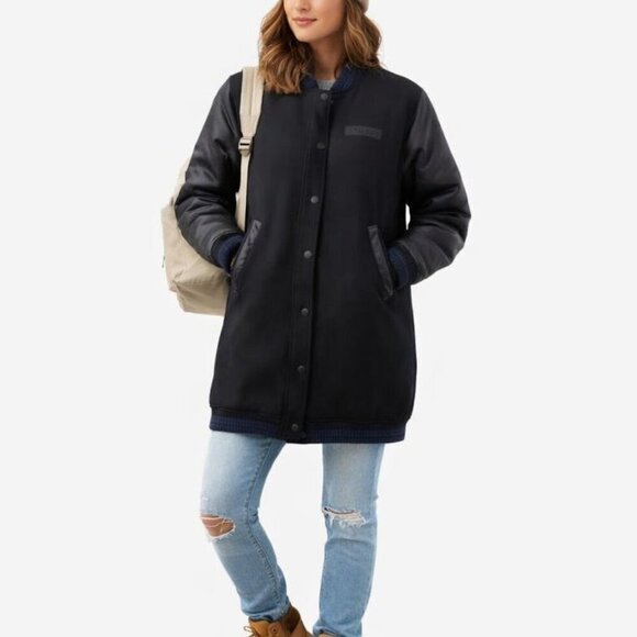 Stussy Jackets & Blazers - Stussi Black Wool long varsity jacket coat sz XS